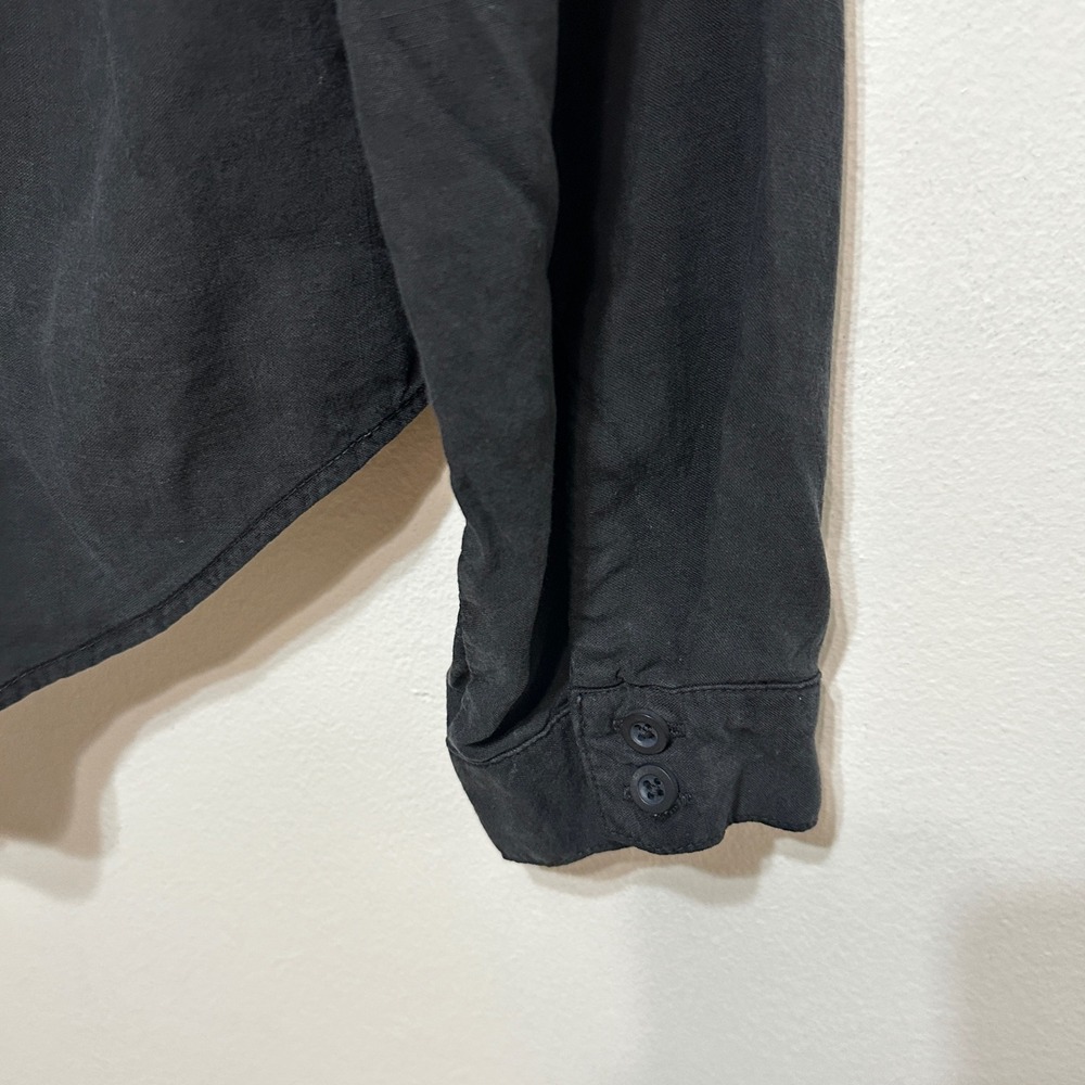 Cloth & Stone Ruched Front Tencel Button Down Shirt Womens Small Black Casual - Picture 7 of 9